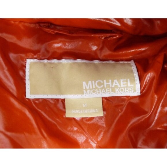 Michael MICHAEL KORS orange puffer jacket coat with removable hood Women's M - Picture 5 of 6